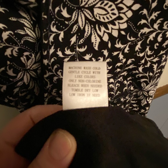 Black and White Lighthearted Lecture Wrap Dress, mid-length. 2X - Picture 6 of 8